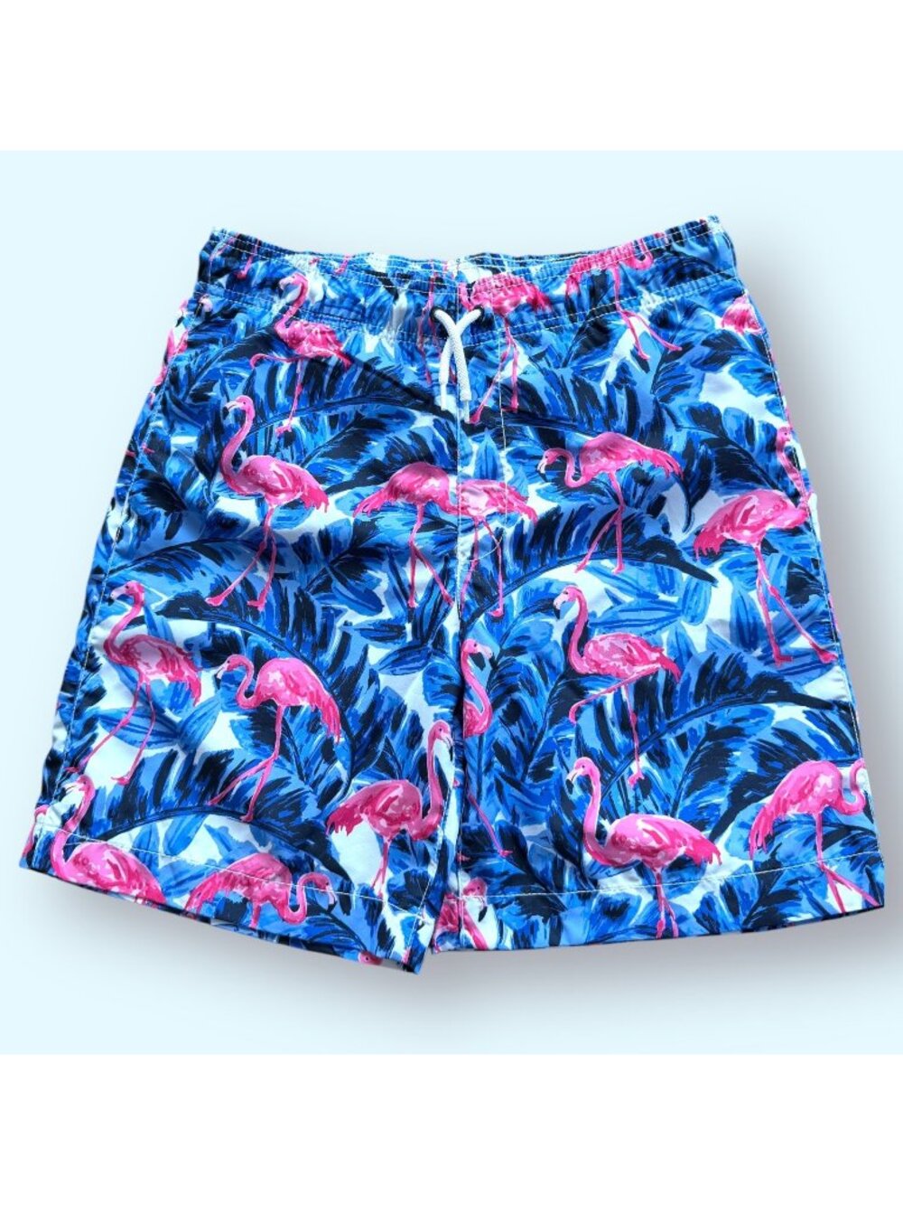 Children’s Place Flamingo Swim Trunks Boys XXL 16 Blue Tropical UPF 50+ NWT